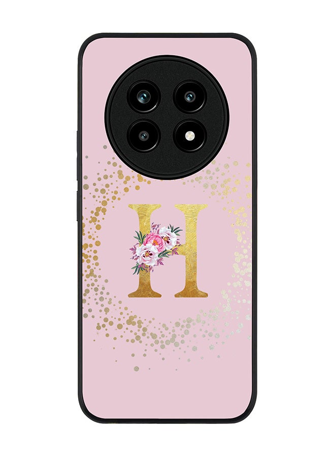 For Realme 13 Pro / 13 Pro+ Case,Slim fit Camera Protection, Shockproof Thin Phone cover  - Custom Monogram Floral - H  (Pink )